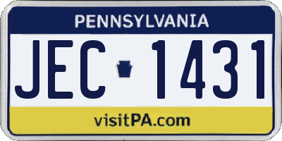 PA license plate JEC1431