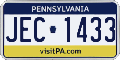 PA license plate JEC1433