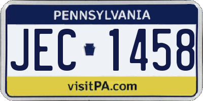 PA license plate JEC1458