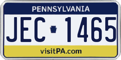 PA license plate JEC1465