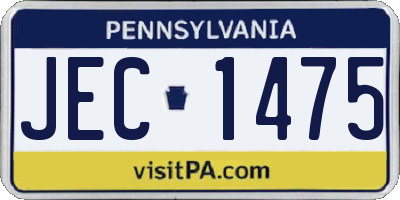 PA license plate JEC1475