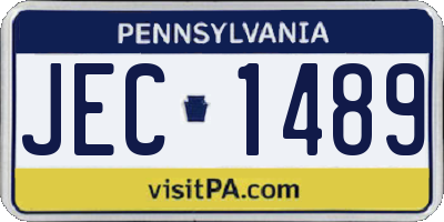 PA license plate JEC1489