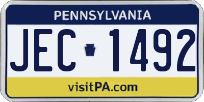PA license plate JEC1492