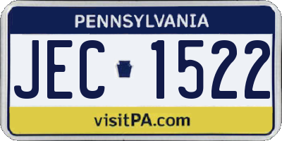 PA license plate JEC1522