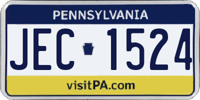 PA license plate JEC1524