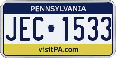 PA license plate JEC1533