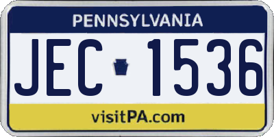 PA license plate JEC1536