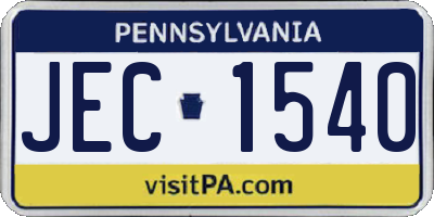 PA license plate JEC1540
