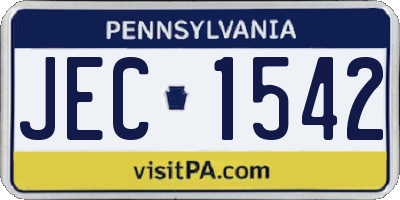 PA license plate JEC1542