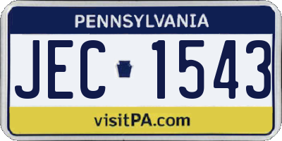PA license plate JEC1543