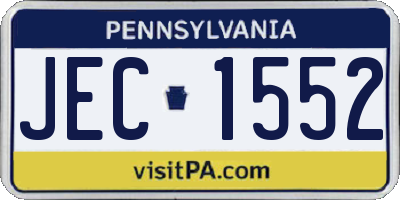 PA license plate JEC1552