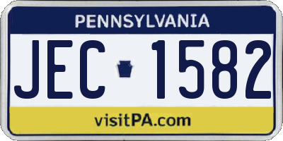 PA license plate JEC1582