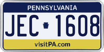 PA license plate JEC1608
