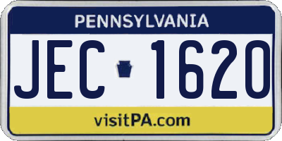 PA license plate JEC1620