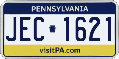 PA license plate JEC1621