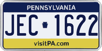 PA license plate JEC1622