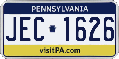 PA license plate JEC1626