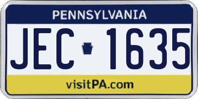 PA license plate JEC1635