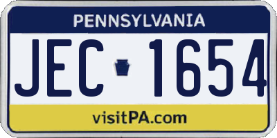 PA license plate JEC1654