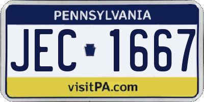 PA license plate JEC1667
