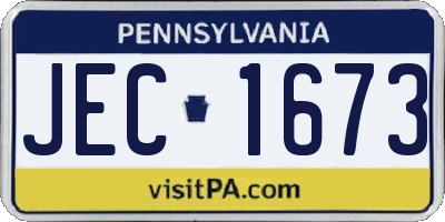 PA license plate JEC1673