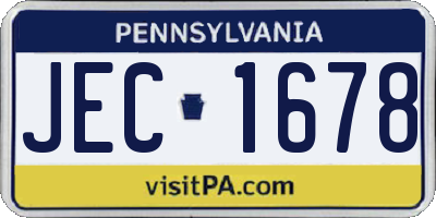 PA license plate JEC1678