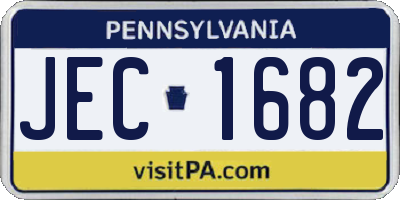 PA license plate JEC1682