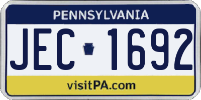 PA license plate JEC1692