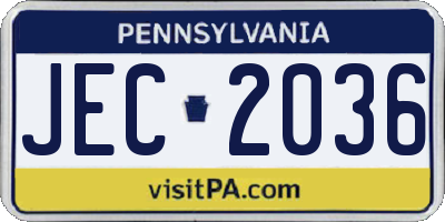 PA license plate JEC2036