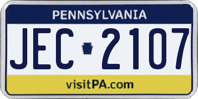 PA license plate JEC2107