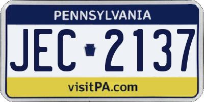 PA license plate JEC2137