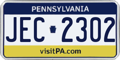 PA license plate JEC2302