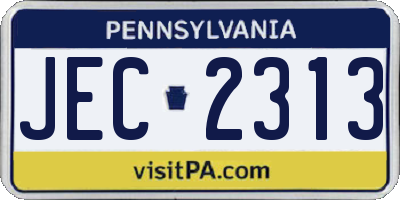 PA license plate JEC2313