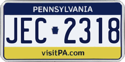 PA license plate JEC2318