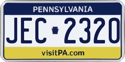 PA license plate JEC2320