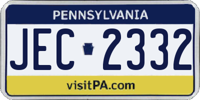 PA license plate JEC2332
