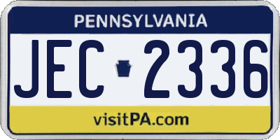 PA license plate JEC2336