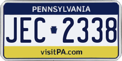 PA license plate JEC2338