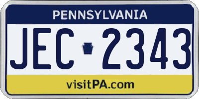 PA license plate JEC2343
