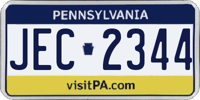 PA license plate JEC2344