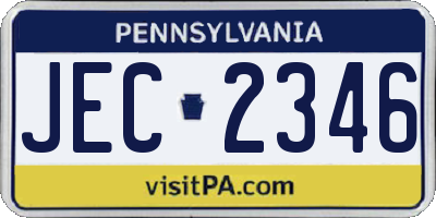 PA license plate JEC2346
