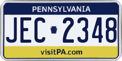 PA license plate JEC2348