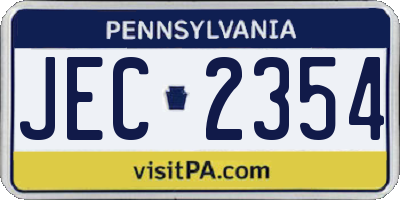PA license plate JEC2354