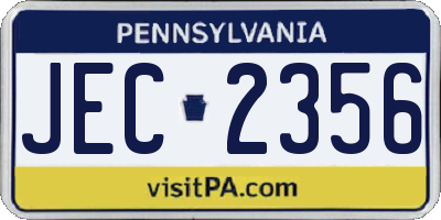PA license plate JEC2356