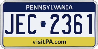 PA license plate JEC2361