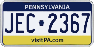 PA license plate JEC2367