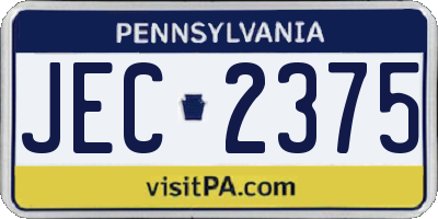 PA license plate JEC2375