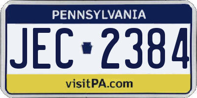 PA license plate JEC2384