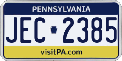 PA license plate JEC2385