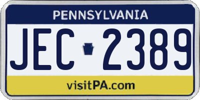 PA license plate JEC2389